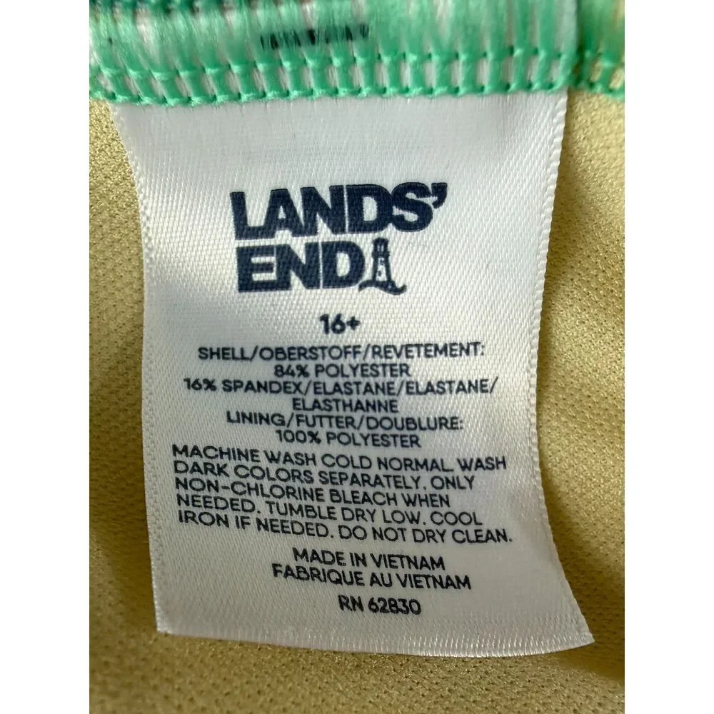 Lands' End Girls 16+ Tropical Floral One Piece Swimsuit Cross Back Teal Pink